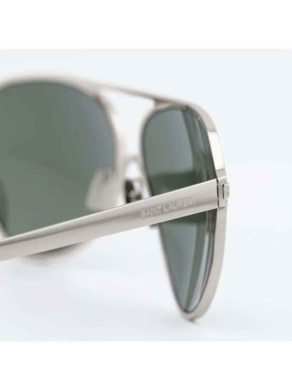 Saint Laurent SL734 002 Sunglasses Silver Aviator Frame, Grey Lenses